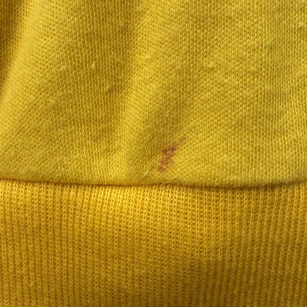 Vintage 70s Jill Short Sleeve Sweatshirt Yellow V Neck Kangaroo Pocket Women's M